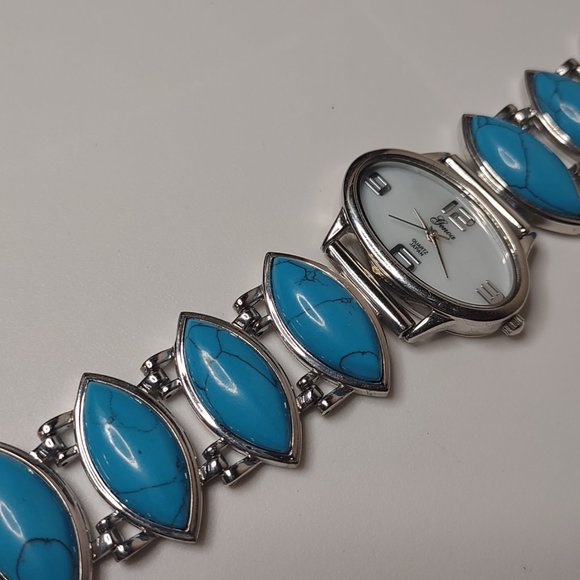 Silver Tone Metal And Blue Plastic Watch - Picture 4 of 12
